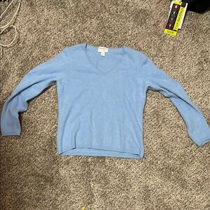 Charter Club Sky Blue V-Neck Sweater